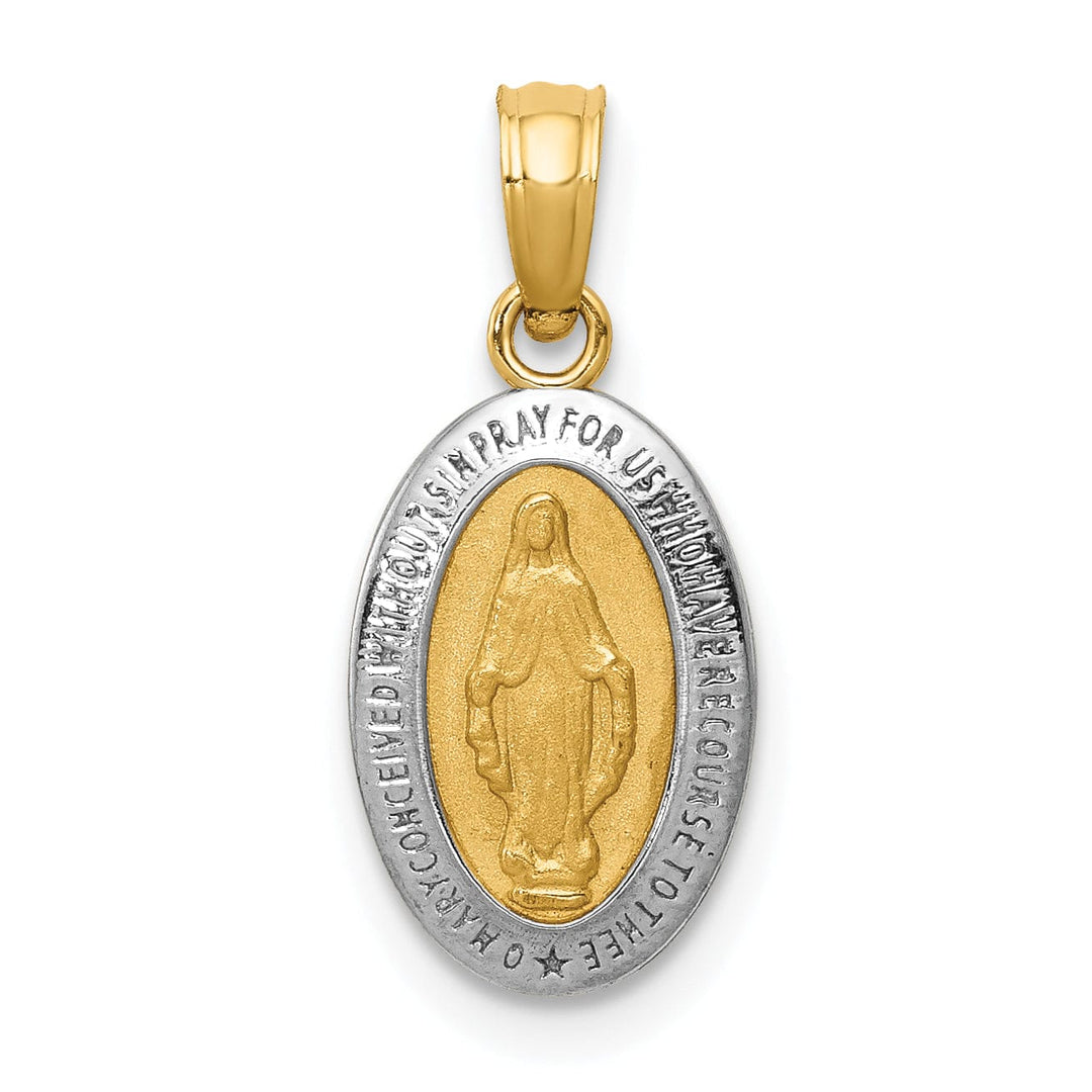 14k Two Tone Gold Miraculous Medal Charm