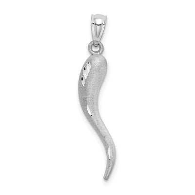 14k White Gold Solid Texture Diamond Cut Brushed Finish Italian Horn Charm Pendant at $ 208 only from Jewelryshopping.com