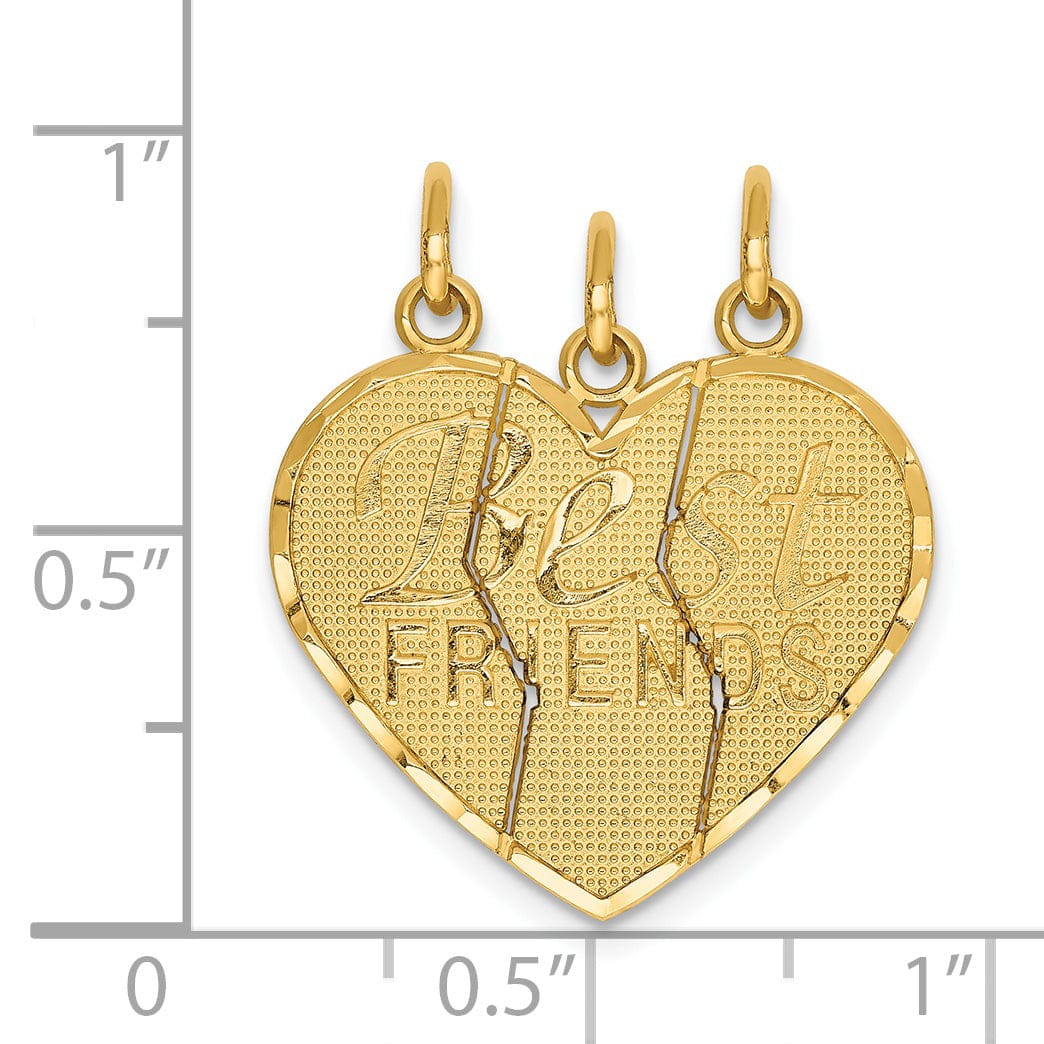 14k Yellow Gold 3 piece Breakapart Friend Charm