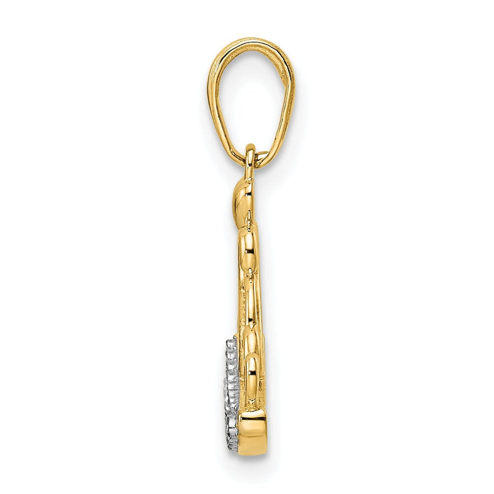 14K Yellow Gold Polished Solid Blue Enamel Finish 3-Dimensional Beaded Design Crown Charm Pendant