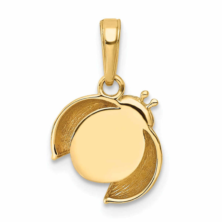 14k Yellow Gold White and Rose Rhodium Diamond Cut Polished Finish Solid Open Back Ladybug Charm Pendant