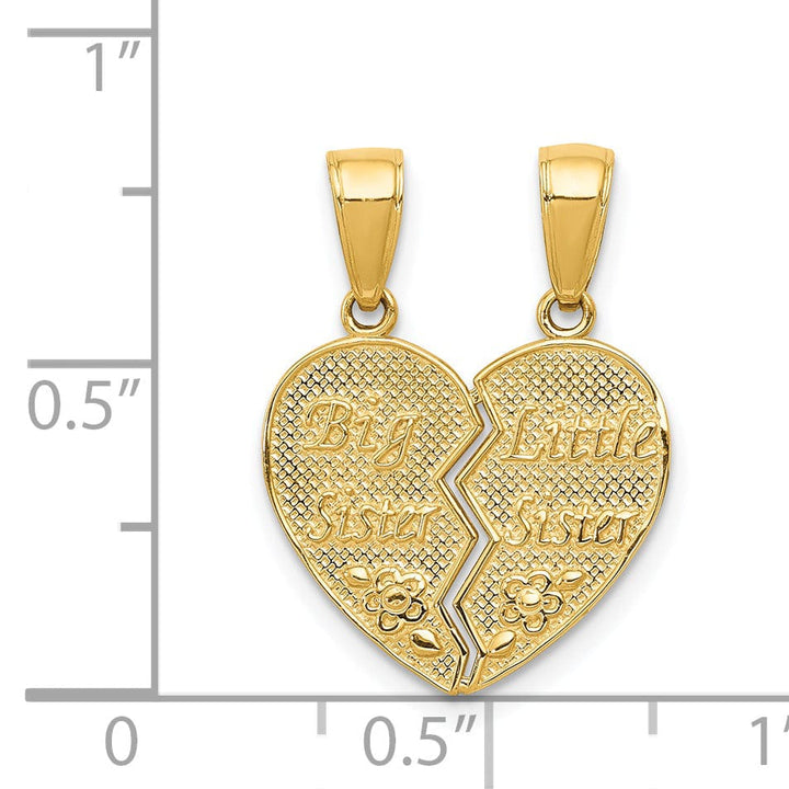 14k Yellow Gold Big Sister Little Sister Charm