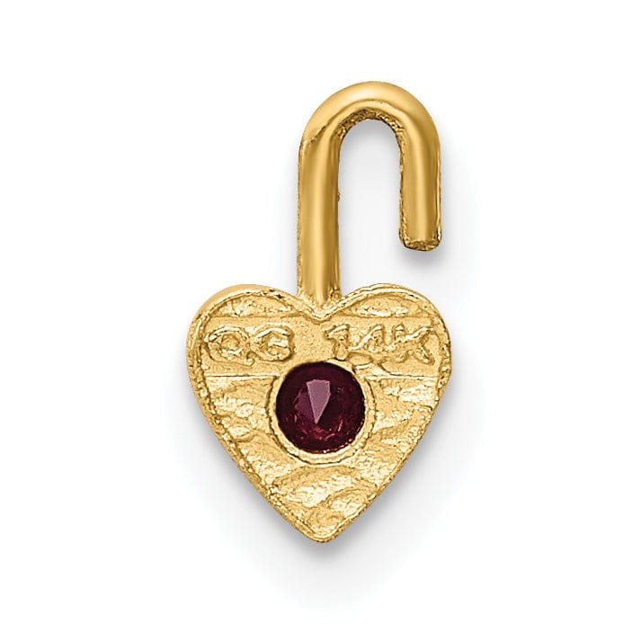 14k Yellow Gold January Birthstone Heart Charm