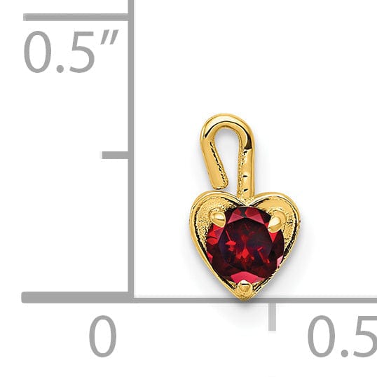 14k Yellow Gold January Birthstone Heart Charm