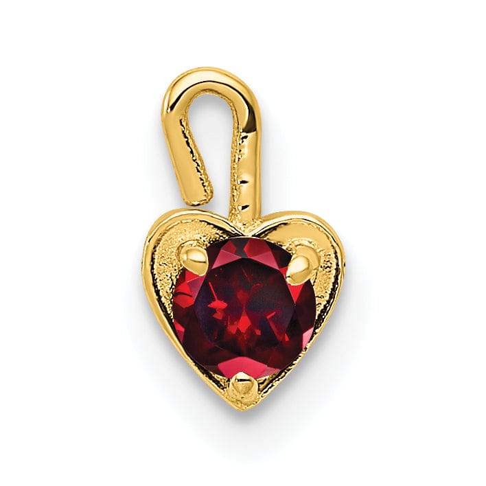 14k Yellow Gold January Birthstone Heart Charm