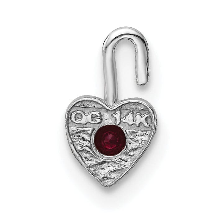 14k White Gold January Birthstone Heart Charm