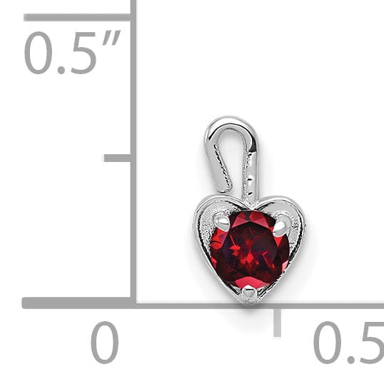 14k White Gold January Birthstone Heart Charm