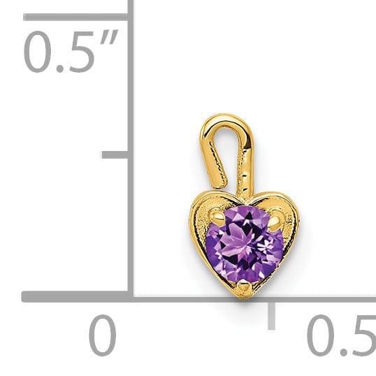 14k Yellow Gold February Birthstone Heart Charm