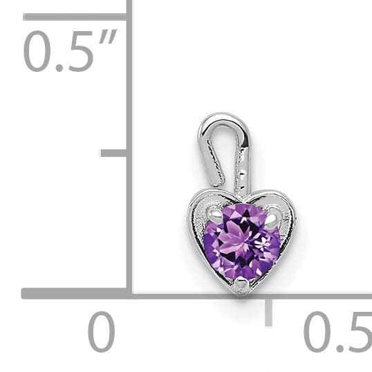 14k White Gold February Birthstone Heart Charm