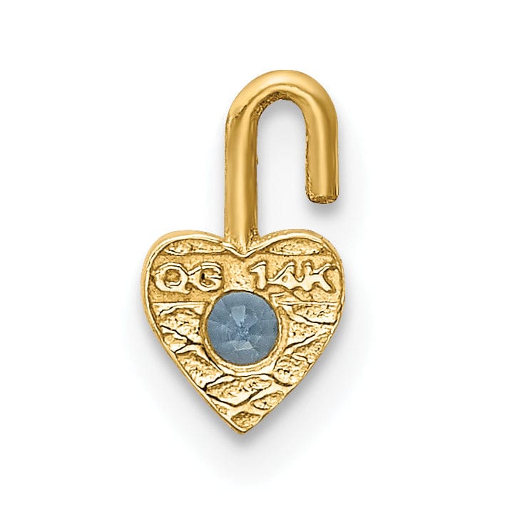 14k Yellow Gold March Birthstone Heart Charm