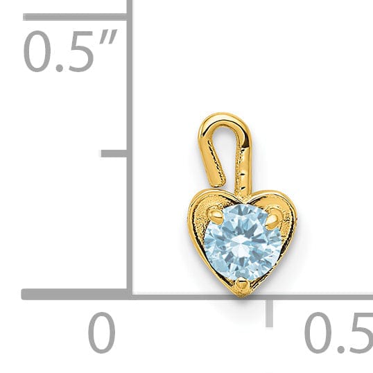 14k Yellow Gold March Birthstone Heart Charm