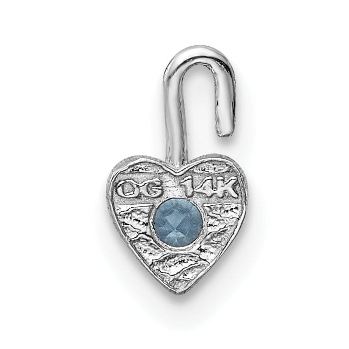 14k White Gold March Birthstone Heart Charm