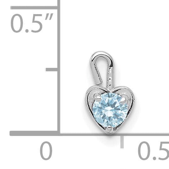 14k White Gold March Birthstone Heart Charm