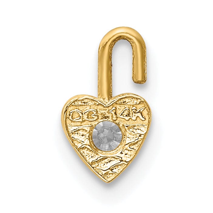 14k Yellow Gold April Birthstone Heart Charm