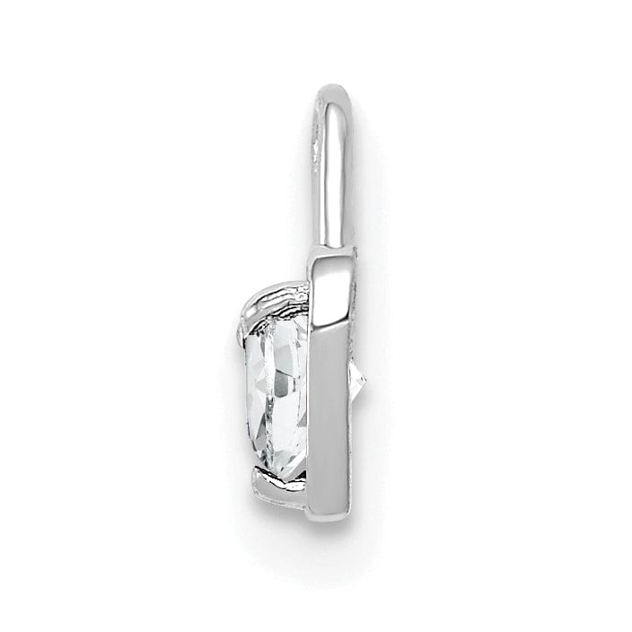 14k White Gold April Birthstone Heart Charm