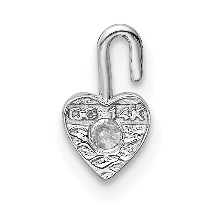 14k White Gold April Birthstone Heart Charm