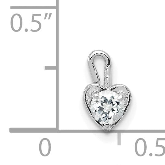 14k White Gold April Birthstone Heart Charm