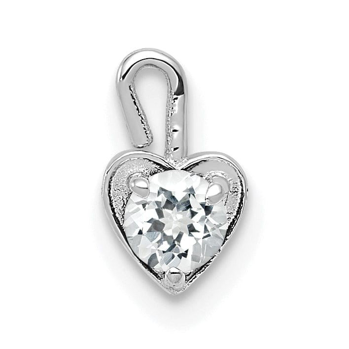 14k White Gold April Birthstone Heart Charm