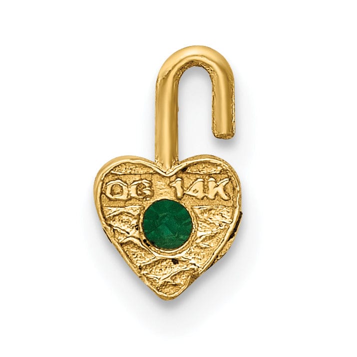 14k Yellow Gold May Birthstone Heart Charm