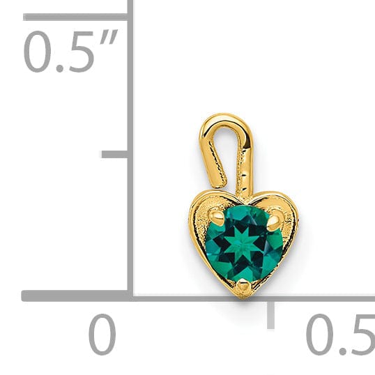 14k Yellow Gold May Birthstone Heart Charm