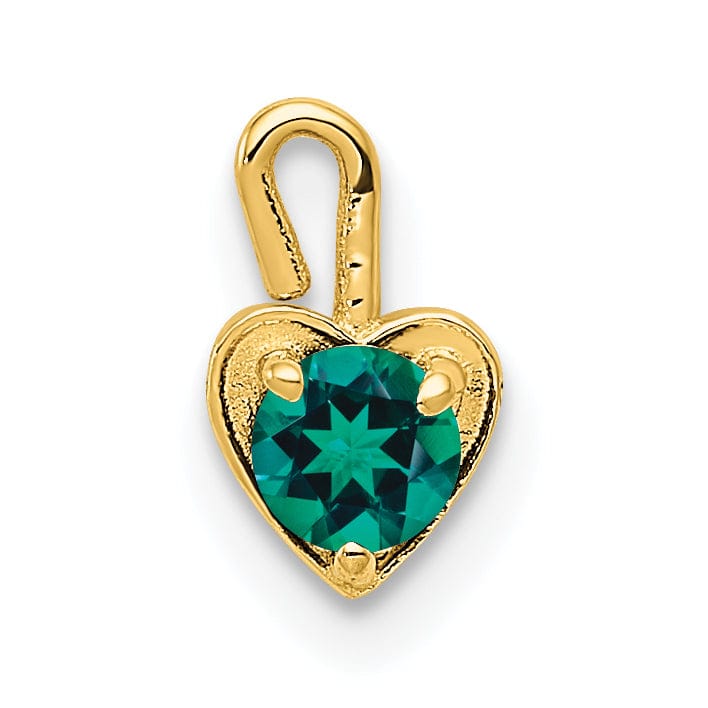 14k Yellow Gold May Birthstone Heart Charm