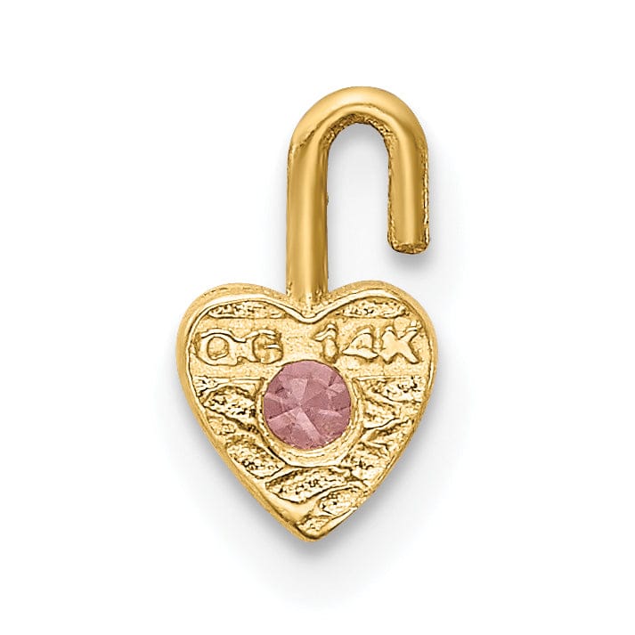 14k Yellow Gold October Birthstone Heart Charm