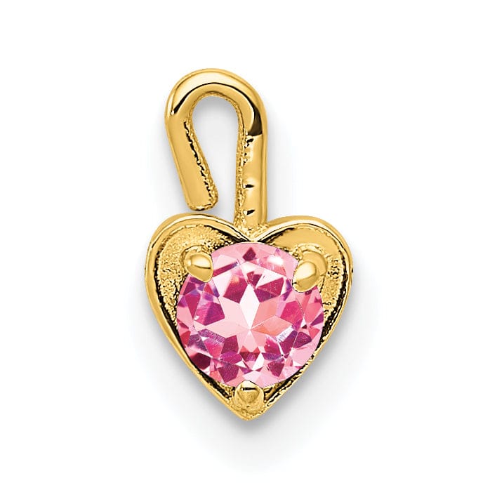 14k Yellow Gold October Birthstone Heart Charm