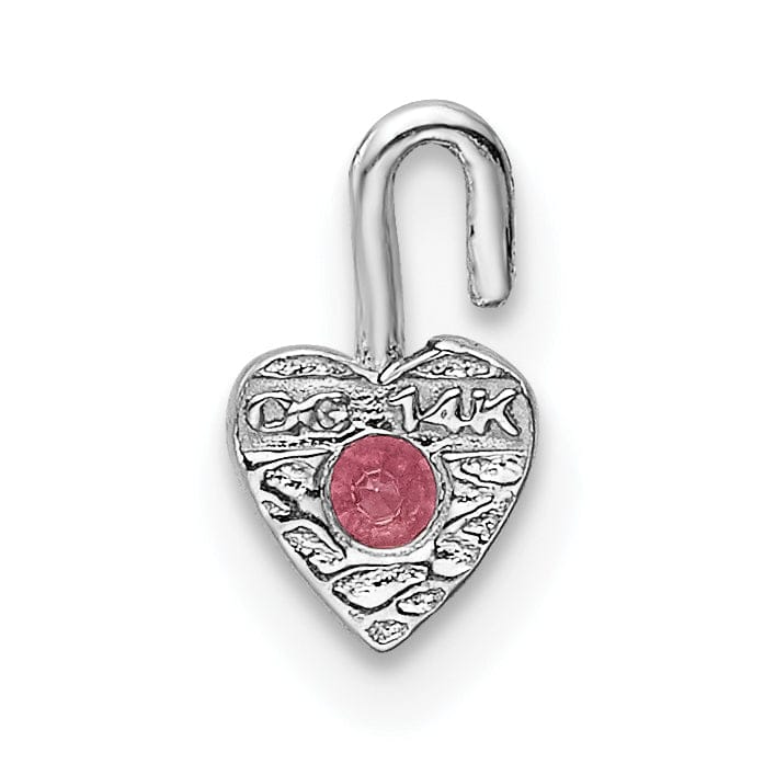 14k White Gold October Birthstone Heart Charm