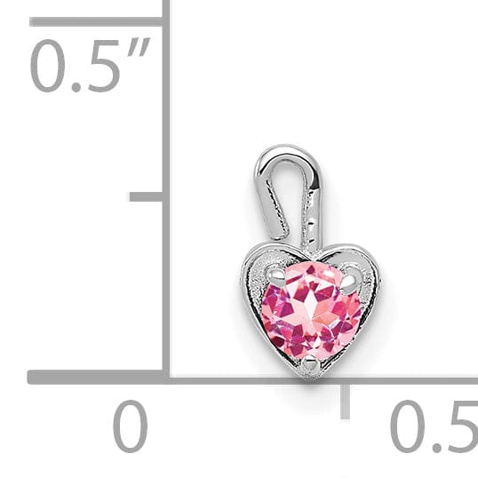 14k White Gold October Birthstone Heart Charm