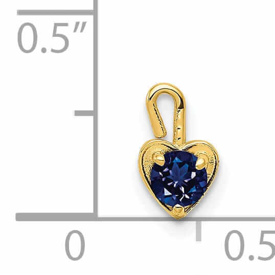 14 Yellow Gold September Birthstone Heart Charm