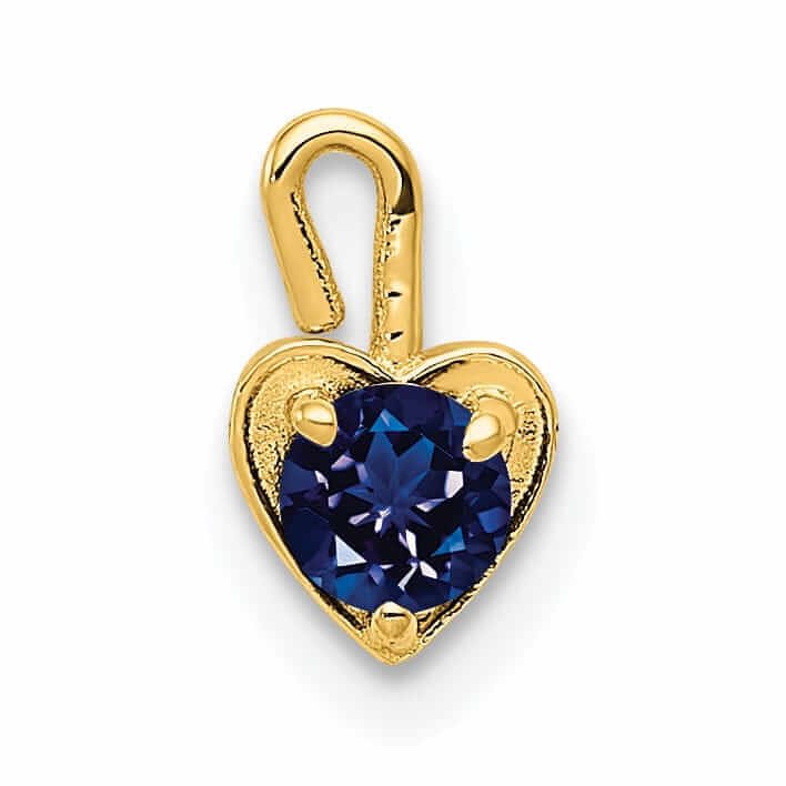 14 Yellow Gold September Birthstone Heart Charm