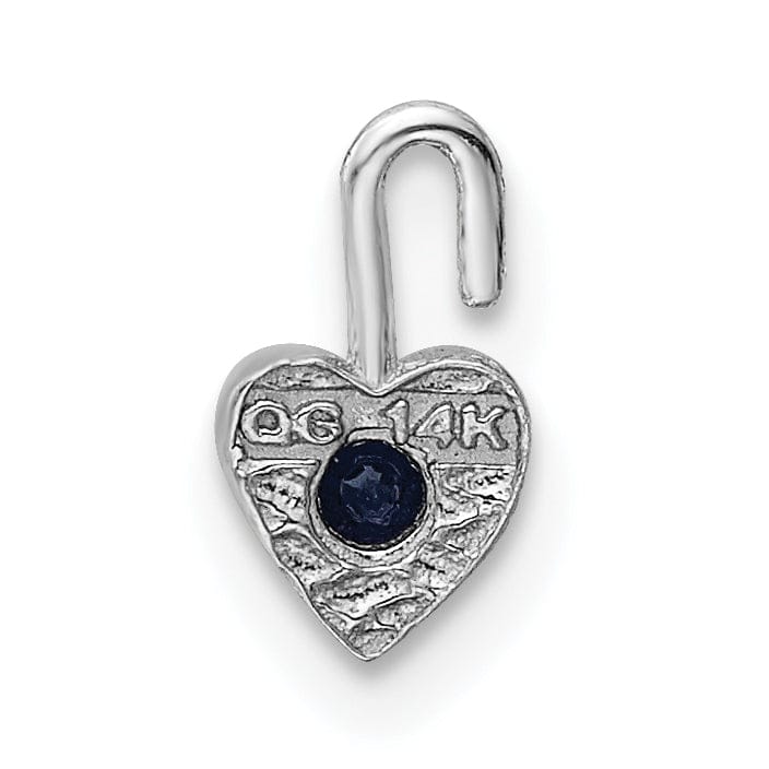 14k White Gold September Birthstone Heart Charm