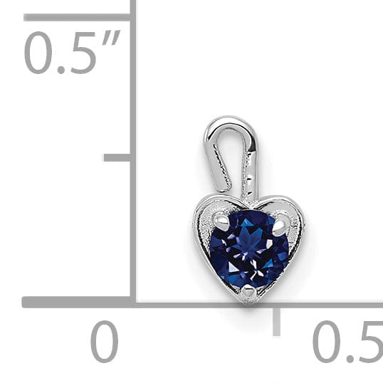 14k White Gold September Birthstone Heart Charm