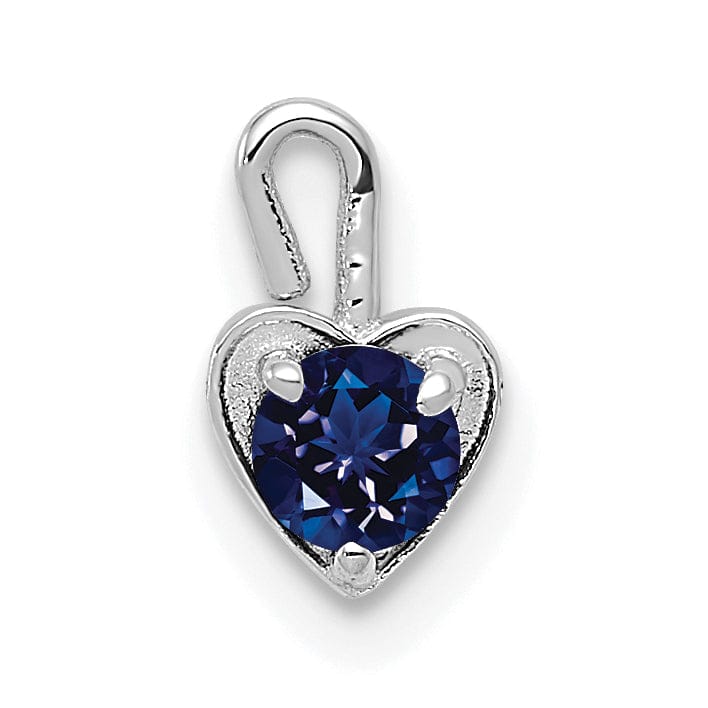 14k White Gold September Birthstone Heart Charm