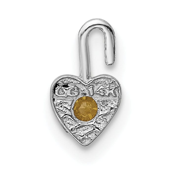 14k White Gold November Birthstone Heart Charm