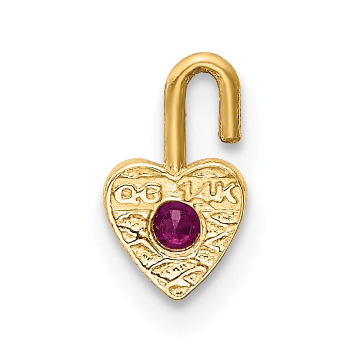 14k Yellow Gold July Birthstone Heart Charm