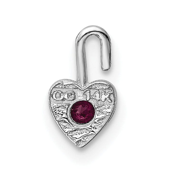 14k White Gold July Birthstone Heart Charm