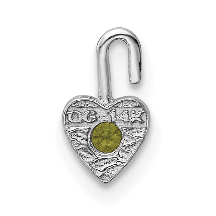 14k White Gold August Birthstone Heart Charm