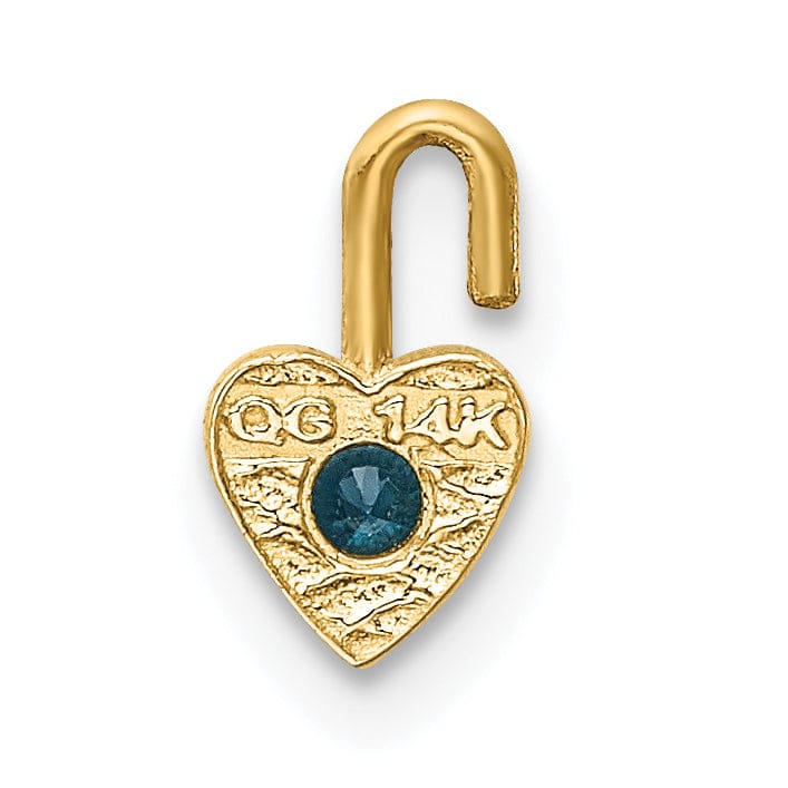 14k Yellow Gold December Birthstone Heart Charm