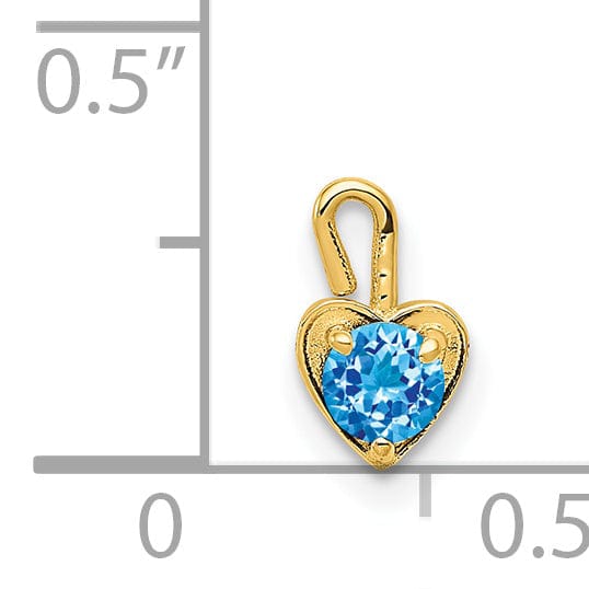 14k Yellow Gold December Birthstone Heart Charm