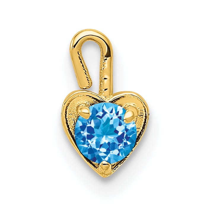 14k Yellow Gold December Birthstone Heart Charm