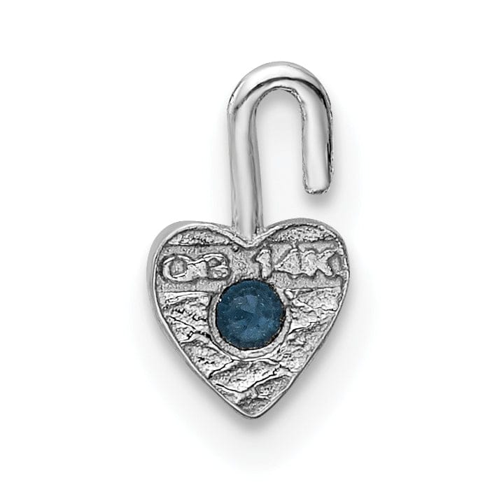 14k White Gold December Birthstone Heart Charm