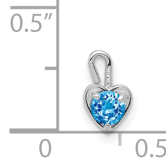 14k White Gold December Birthstone Heart Charm