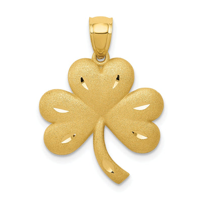 14k Yellow Gold Solid Textured Brushed Diamond Cut Finish Shamrock Charm Pendant at $ 202.15 only from Jewelryshopping.com