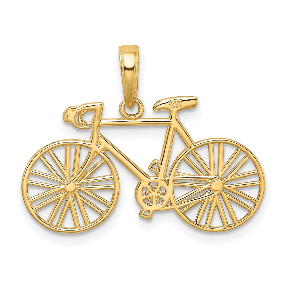 14k Yellow Gold Polished Bicycle Charm