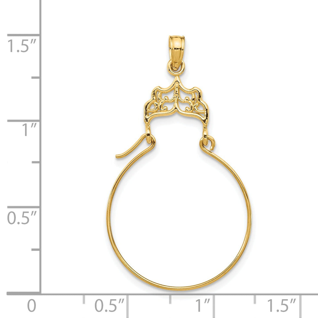 14k Yellow Gold Solid Design Filigree Charm Holder Pendant