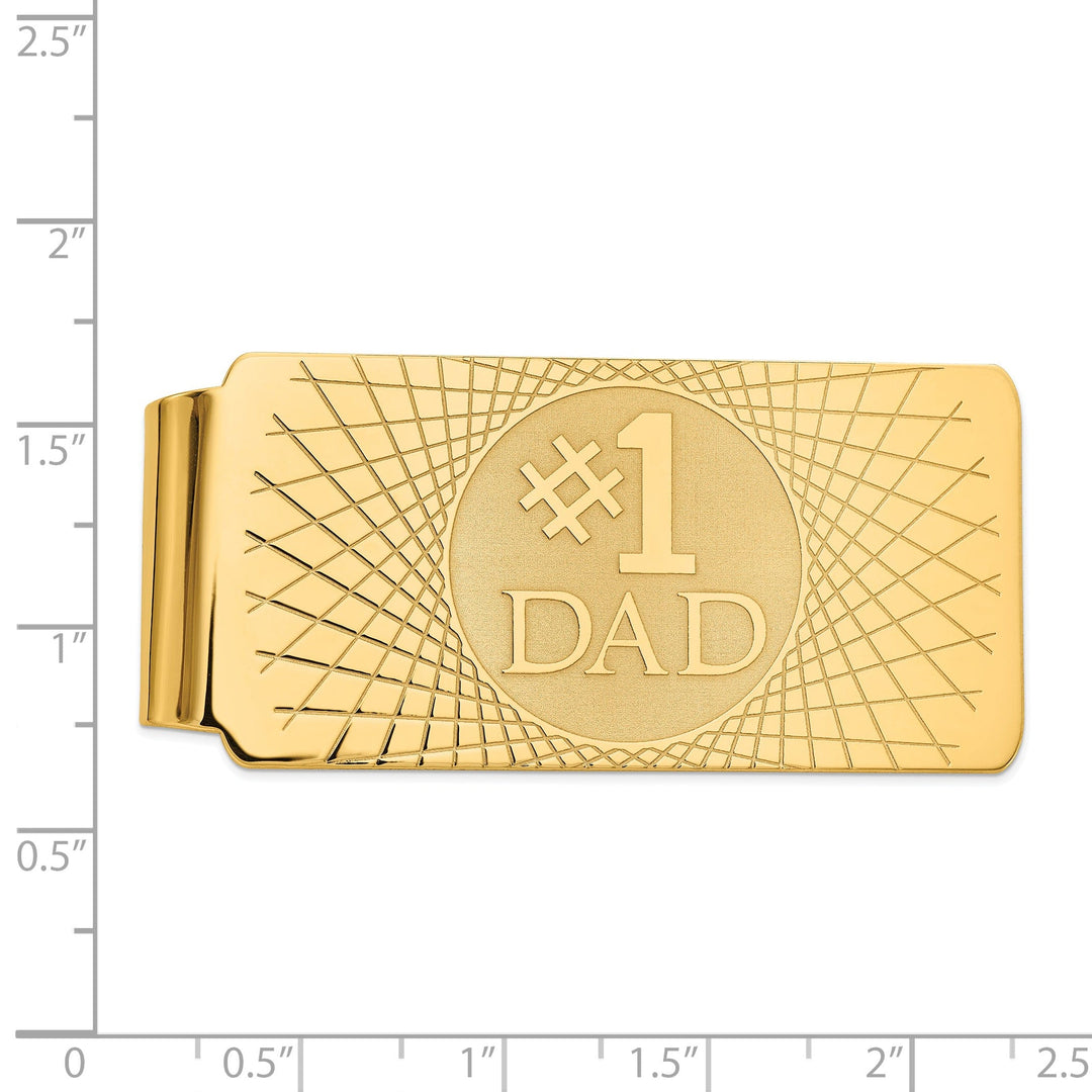 14k Yellow Gold Solid # 1 Dad Money Clip