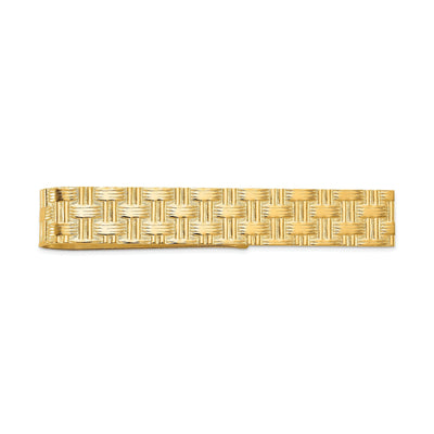 14k Yellow Gold Solid with Basket Weave Tie Bar at $ 664.87 only from Jewelryshopping.com