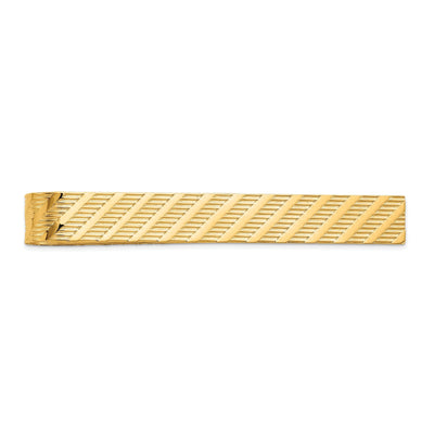 14k Yellow Gold Solid with Line Design Tie Bar at $ 513.06 only from Jewelryshopping.com
