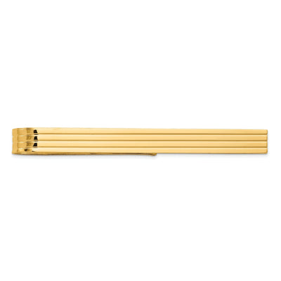 14k Yellow Gold Solid 3-Line Design Tie Bar at $ 305.52 only from Jewelryshopping.com